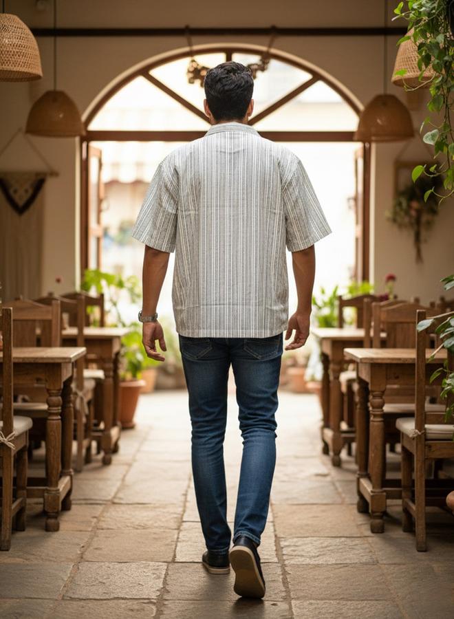 TRULOOM Men Striped Relaxed Fit Cotton Shirt - Image 3